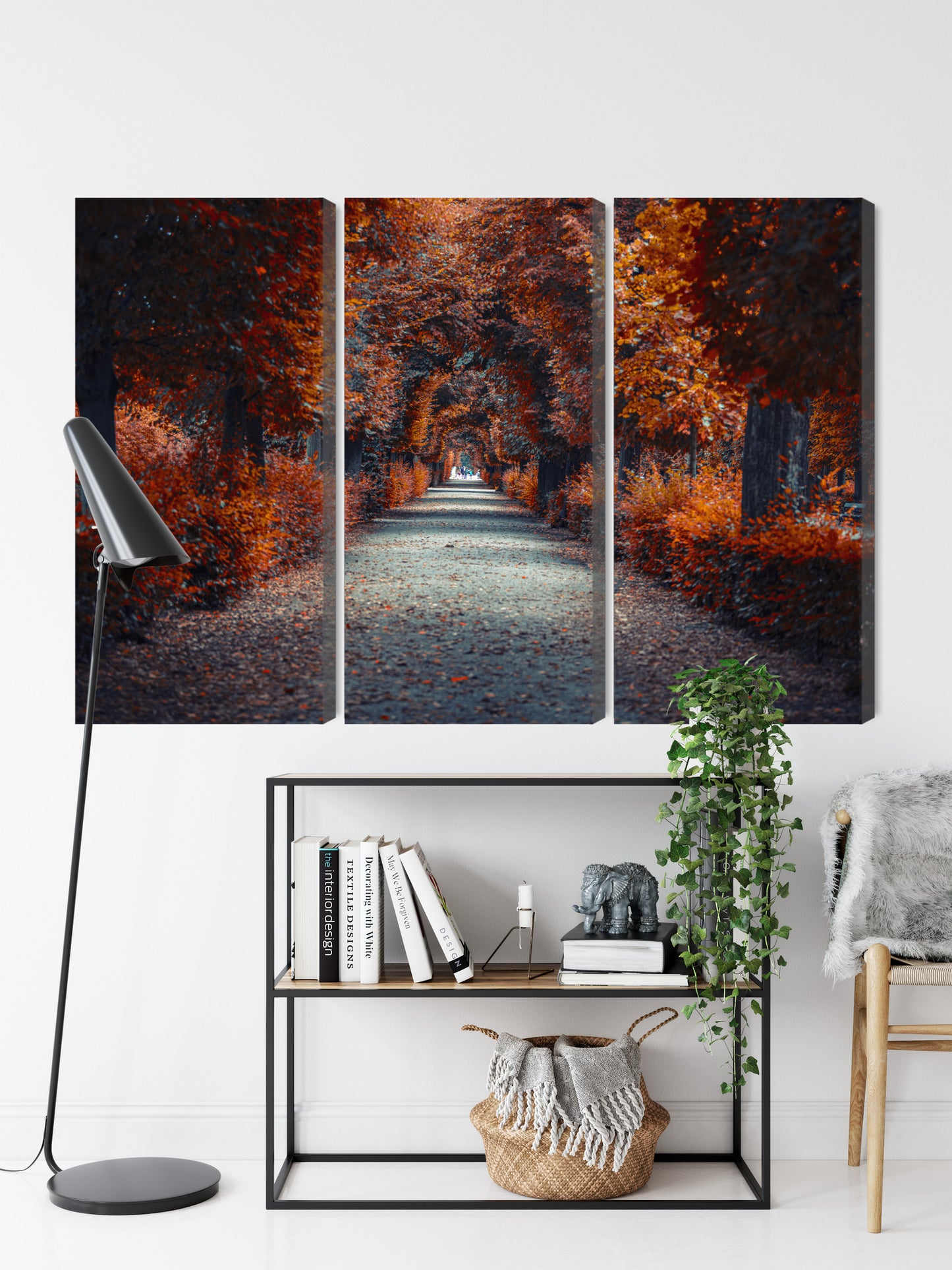 Obraz Wieloczęściowy Ścieżka w Jesiennym Lesie – ciepła panorama do wnętrz naturalnych, rustykalnych i scandi-boho – widok 8