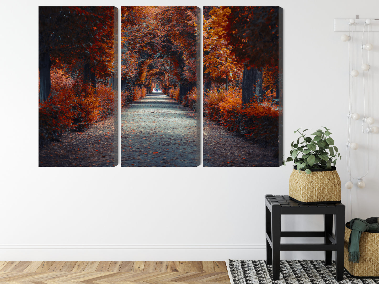 Obraz Wieloczęściowy Ścieżka w Jesiennym Lesie – ciepła panorama do wnętrz naturalnych, rustykalnych i scandi-boho – widok 7