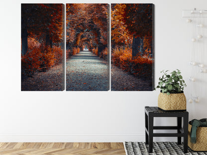 Obraz Wieloczęściowy Ścieżka w Jesiennym Lesie – ciepła panorama do wnętrz naturalnych, rustykalnych i scandi-boho – widok 7