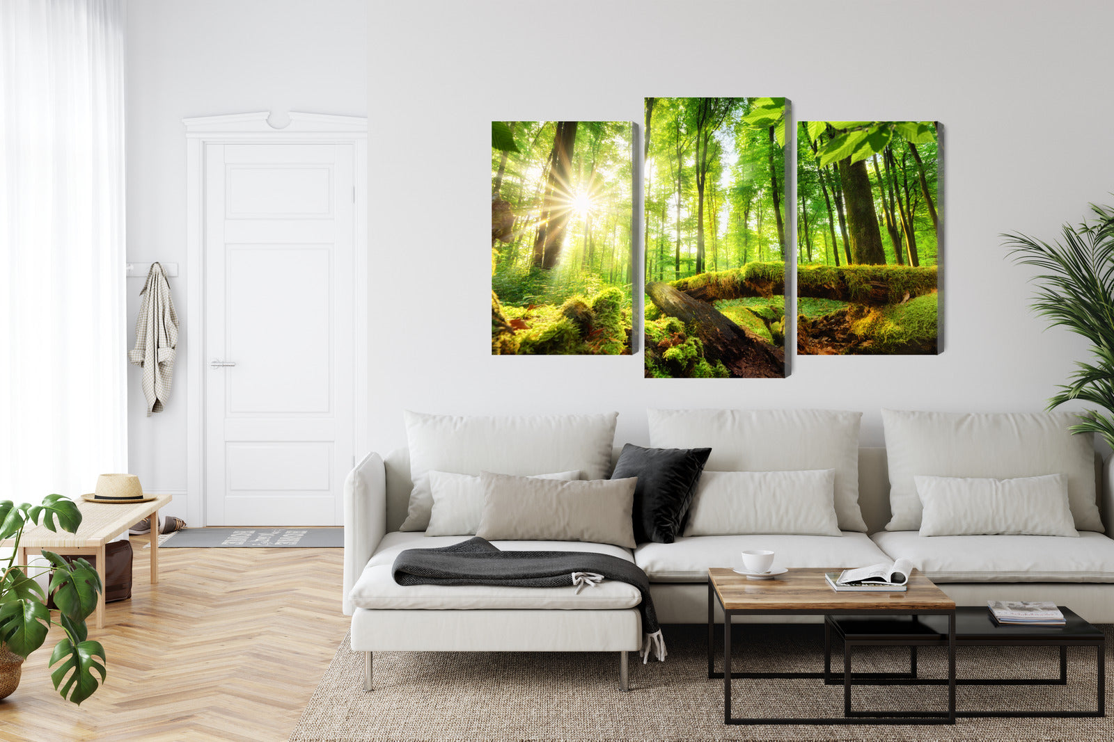 Obraz Wieloczęściowy Słońce w Lesie – ciepła panorama natury do wnętrz naturalnych i boho – widok 5