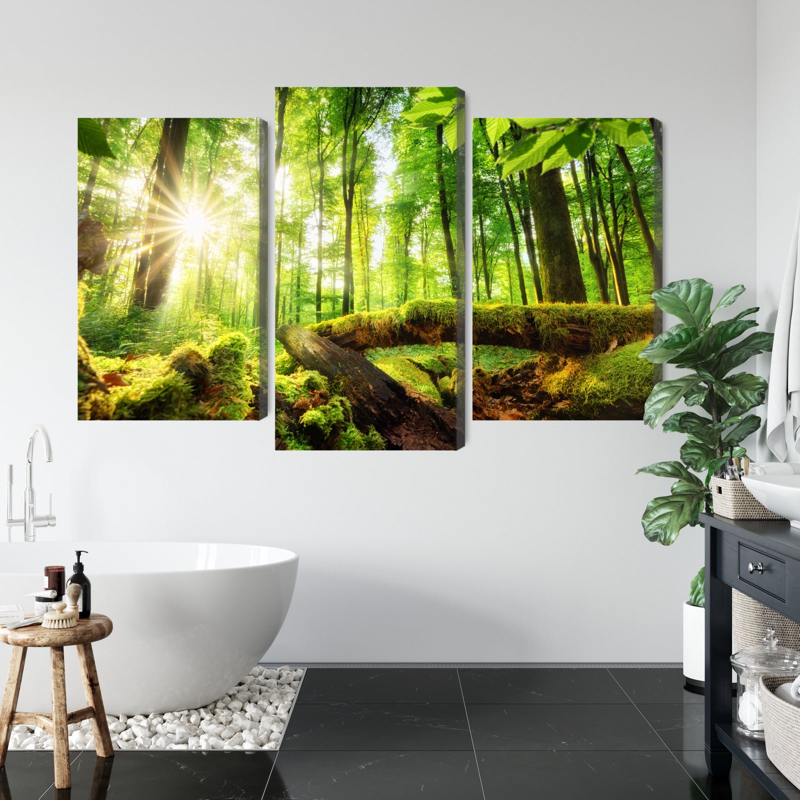 Obraz Wieloczęściowy Słońce w Lesie – ciepła panorama natury do wnętrz naturalnych i boho – widok 4