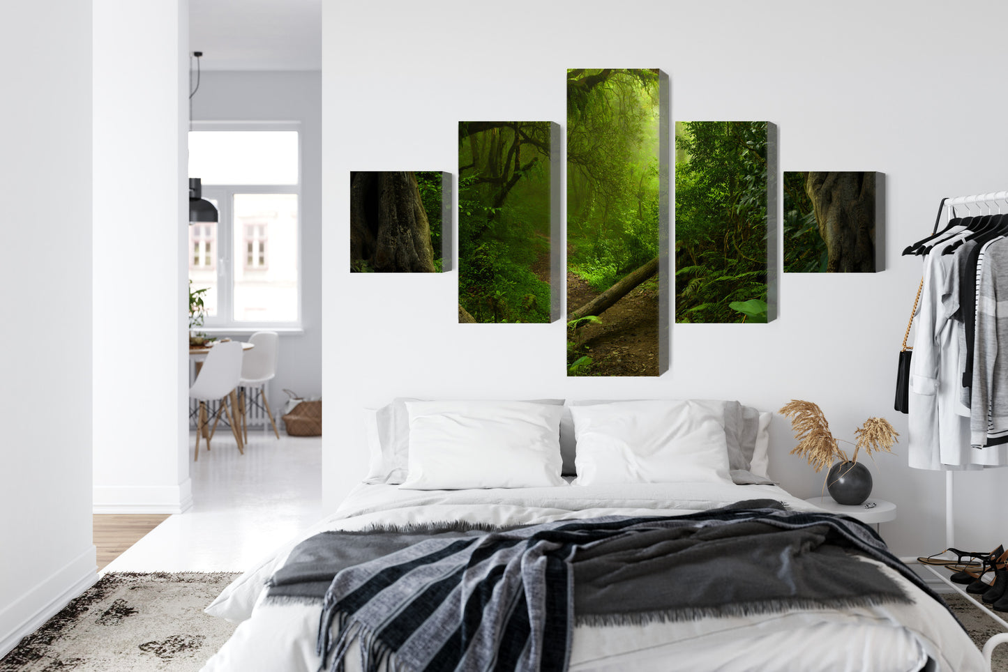 Obraz Wieloczęściowy Tropikalna Ścieżka – zielona oaza do wnętrz Boho, Urban Jungle i Kolonialnych – widok 6