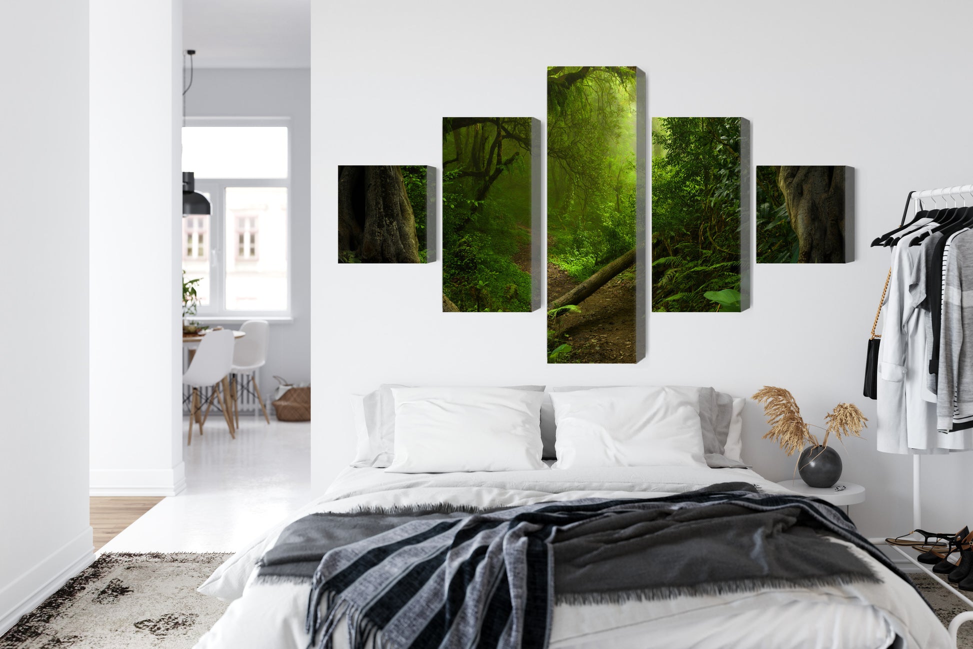 Obraz Wieloczęściowy Tropikalna Ścieżka – zielona oaza do wnętrz Boho, Urban Jungle i Kolonialnych – widok 6