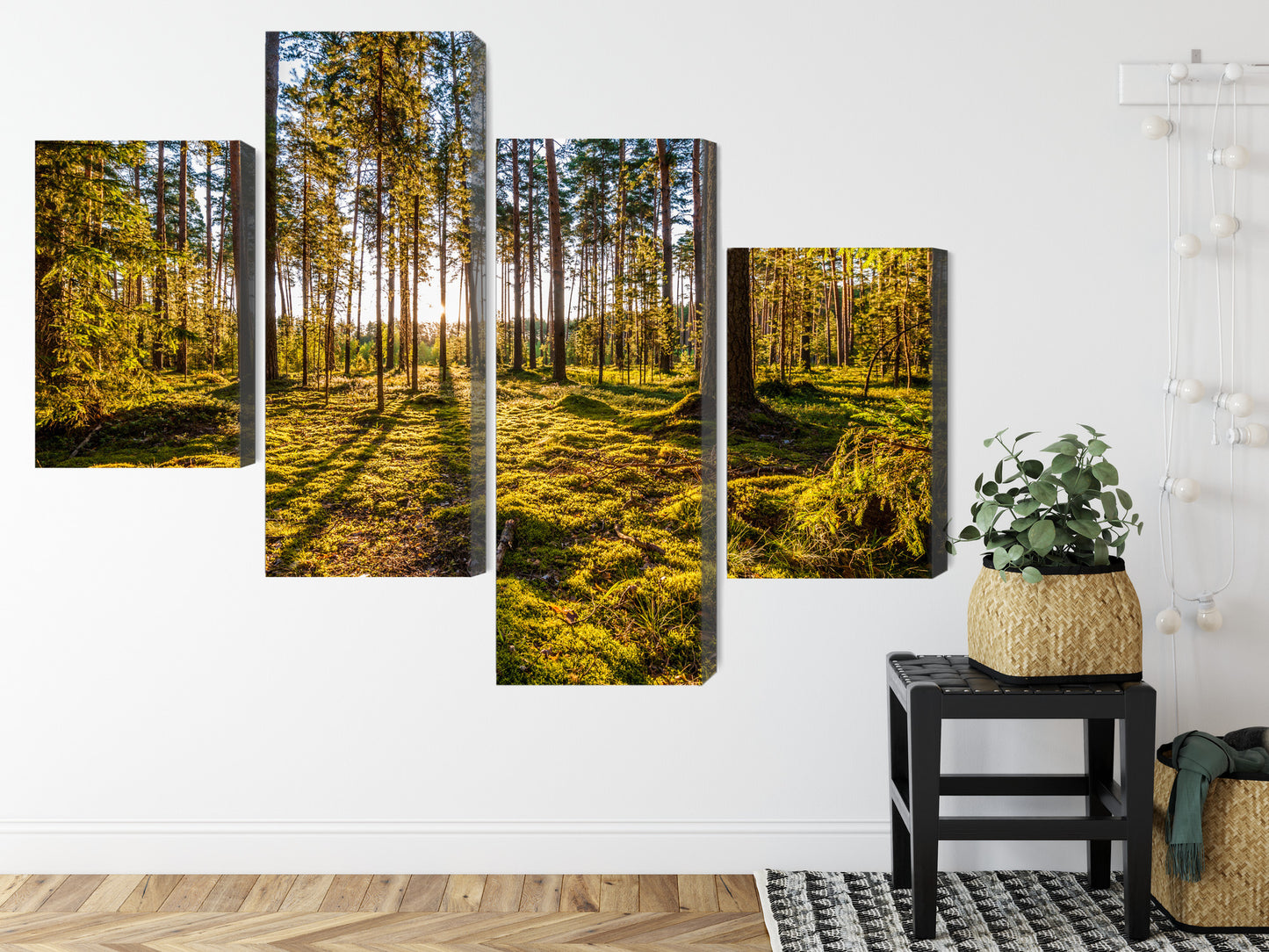 Obraz Wieloczęściowy Słoneczny Las – naturalna panorama do wnętrz skandynawskich i boho – widok 7