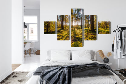 Obraz Wieloczęściowy Słoneczna Leśna Polana – immersyjny krajobraz 3D do wnętrz naturalnych i boho – widok 6