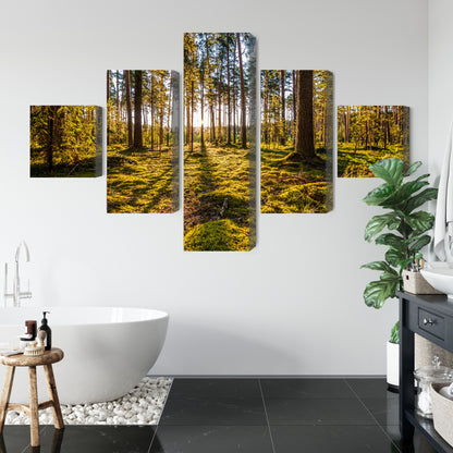 Obraz Wieloczęściowy Słoneczna Leśna Polana – immersyjny krajobraz 3D do wnętrz naturalnych i boho – widok 4
