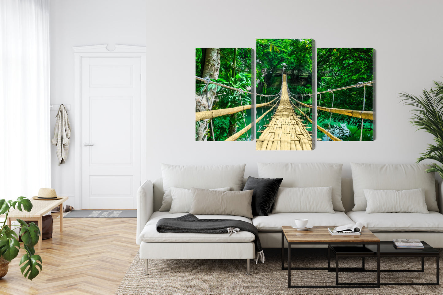 Obraz Wieloczęściowy Bambusowy Most – leśna natura do wnętrz Boho, Eko i Japandi – widok 5