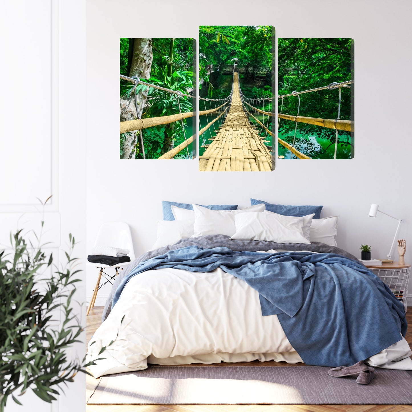 Obraz Wieloczęściowy Bambusowy Most – leśna natura do wnętrz Boho, Eko i Japandi – widok 2