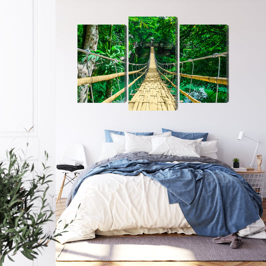 Obraz Wieloczęściowy Bambusowy Most – leśna natura do wnętrz Boho, Eko i Japandi – widok 2