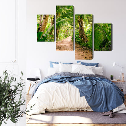 Obraz Wieloczęściowy Ścieżka w Tropikalnym Lesie – Immersyjna głębia natury do wnętrz Urban Jungle i Boho – widok 2