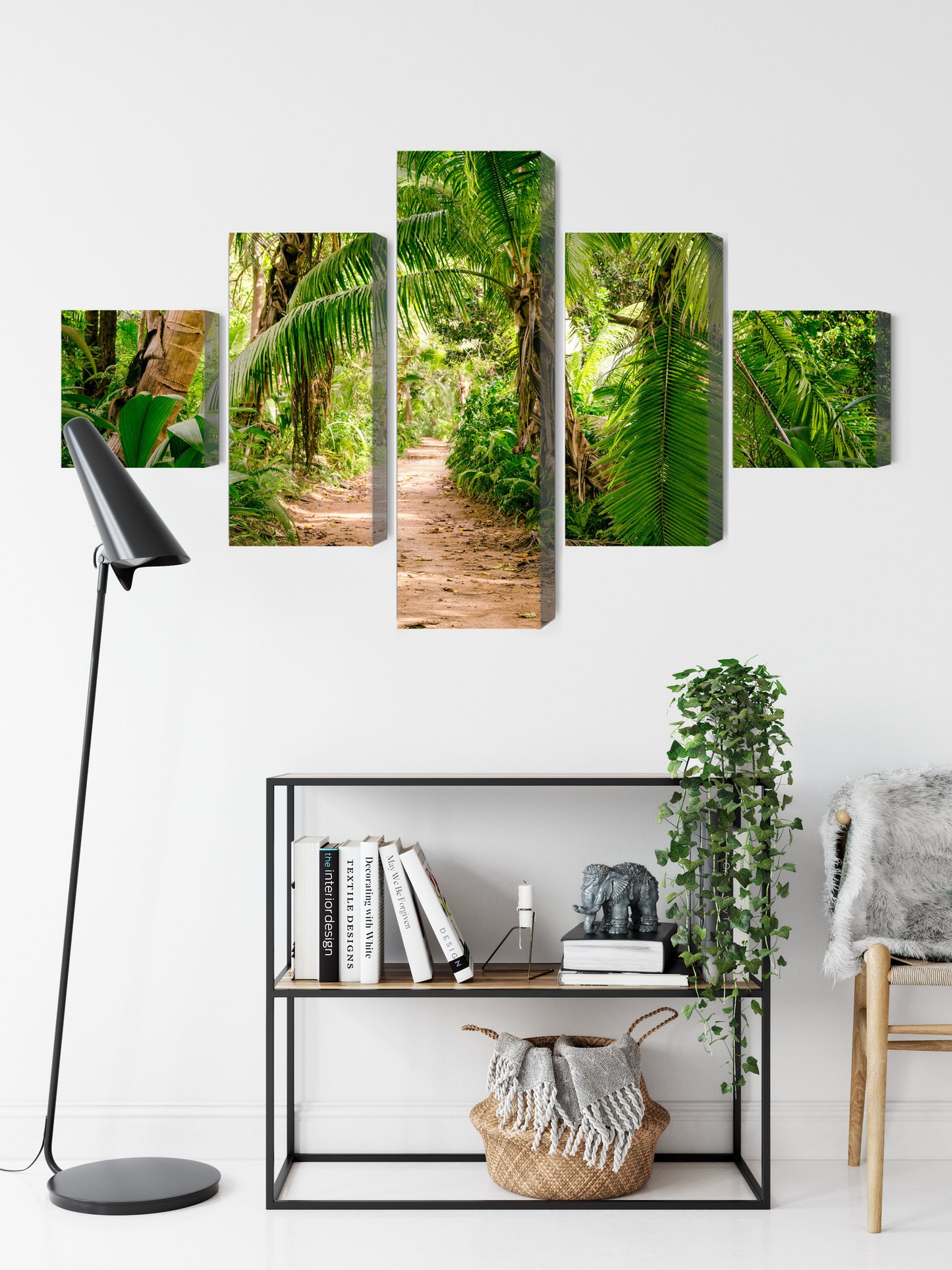 Obraz Wieloczęściowy Ścieżka Tropikalna – Immersyjny widok lasu do wnętrz biophilic, boho i nowoczesnych – widok 8