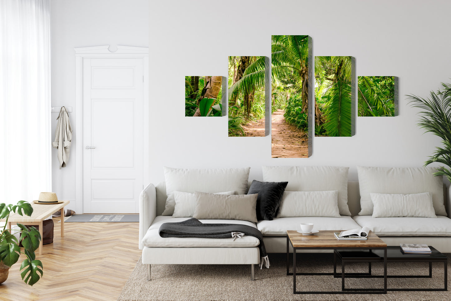 Obraz Wieloczęściowy Ścieżka Tropikalna – Immersyjny widok lasu do wnętrz biophilic, boho i nowoczesnych – widok 5