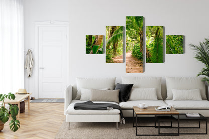Obraz Wieloczęściowy Ścieżka Tropikalna – Immersyjny widok lasu do wnętrz biophilic, boho i nowoczesnych – widok 5