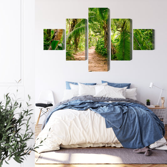 Obraz Wieloczęściowy Ścieżka Tropikalna – Immersyjny widok lasu do wnętrz biophilic, boho i nowoczesnych – widok 2
