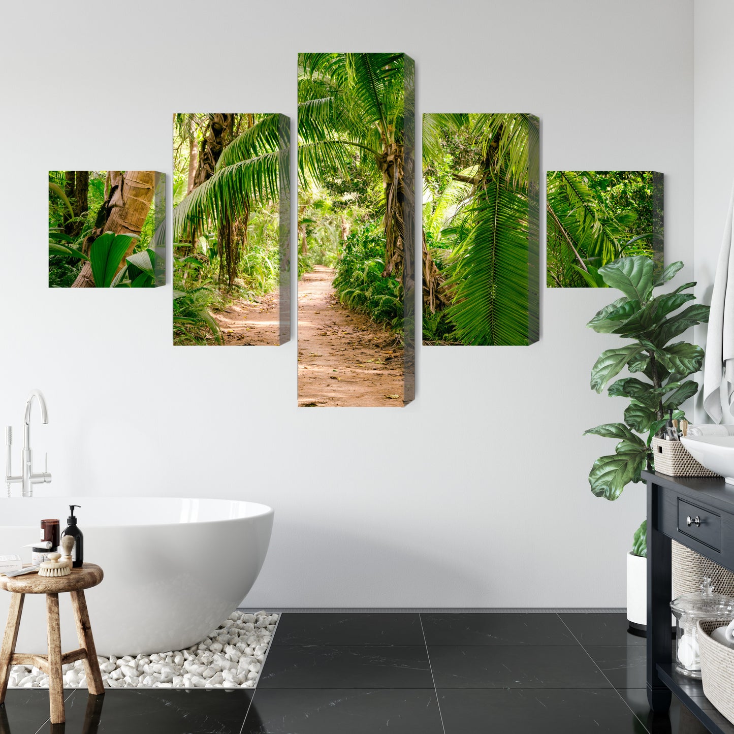 Obraz Wieloczęściowy Ścieżka Tropikalna – Immersyjny widok lasu do wnętrz biophilic, boho i nowoczesnych – widok 4