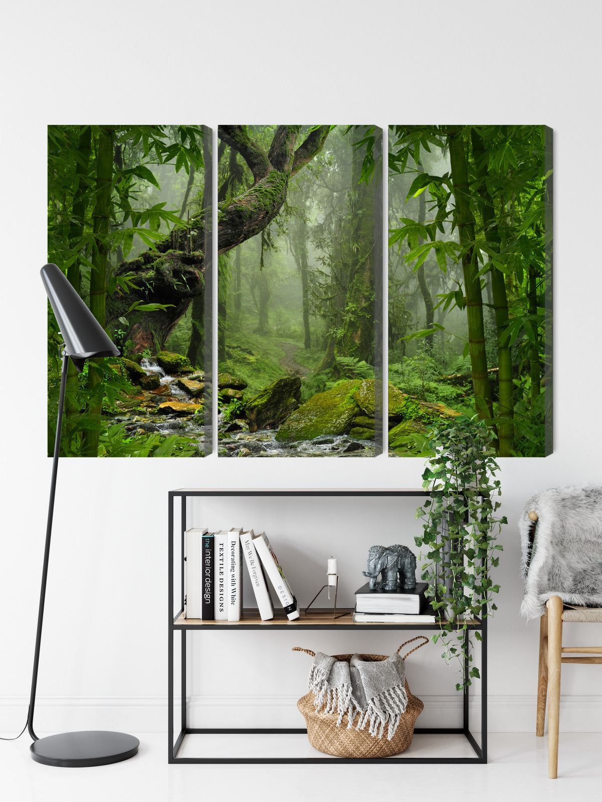Obraz Wieloczęściowy Las Deszczowy – egzotyczna zieleń do wnętrz Urban Jungle, Boho i nowoczesnych – widok 8