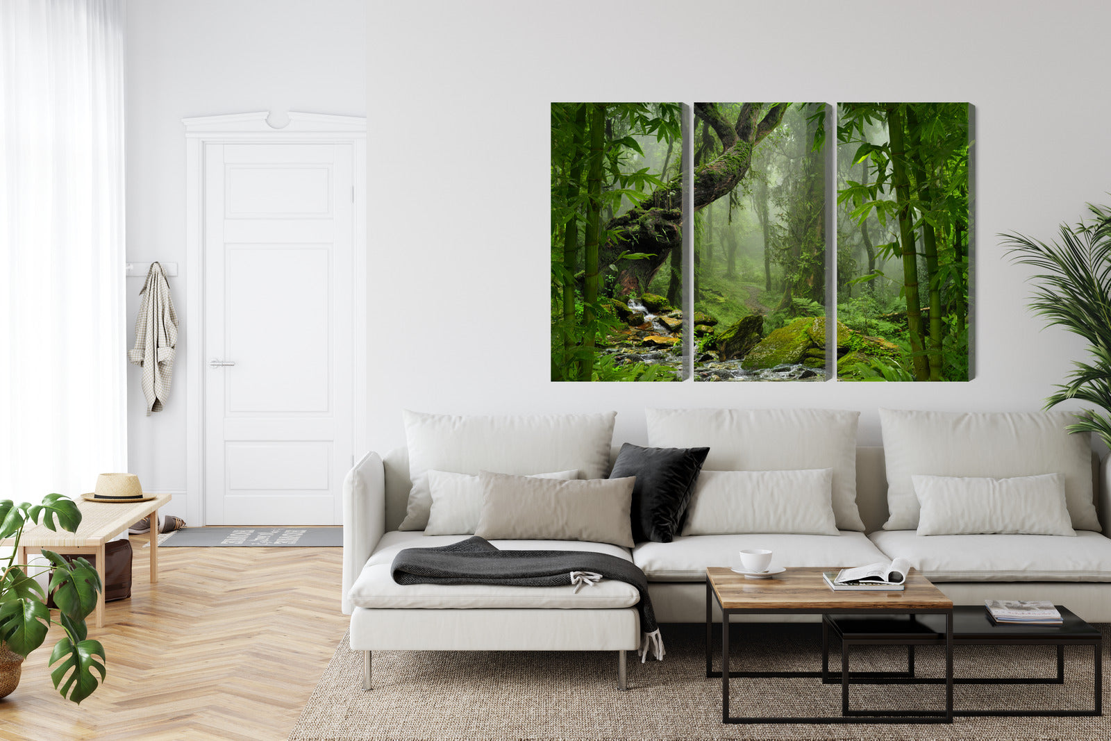 Obraz Wieloczęściowy Las Deszczowy – egzotyczna zieleń do wnętrz Urban Jungle, Boho i nowoczesnych – widok 5