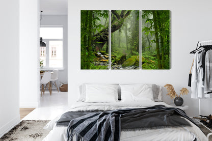 Obraz Wieloczęściowy Las Deszczowy – egzotyczna zieleń do wnętrz Urban Jungle, Boho i nowoczesnych – widok 6