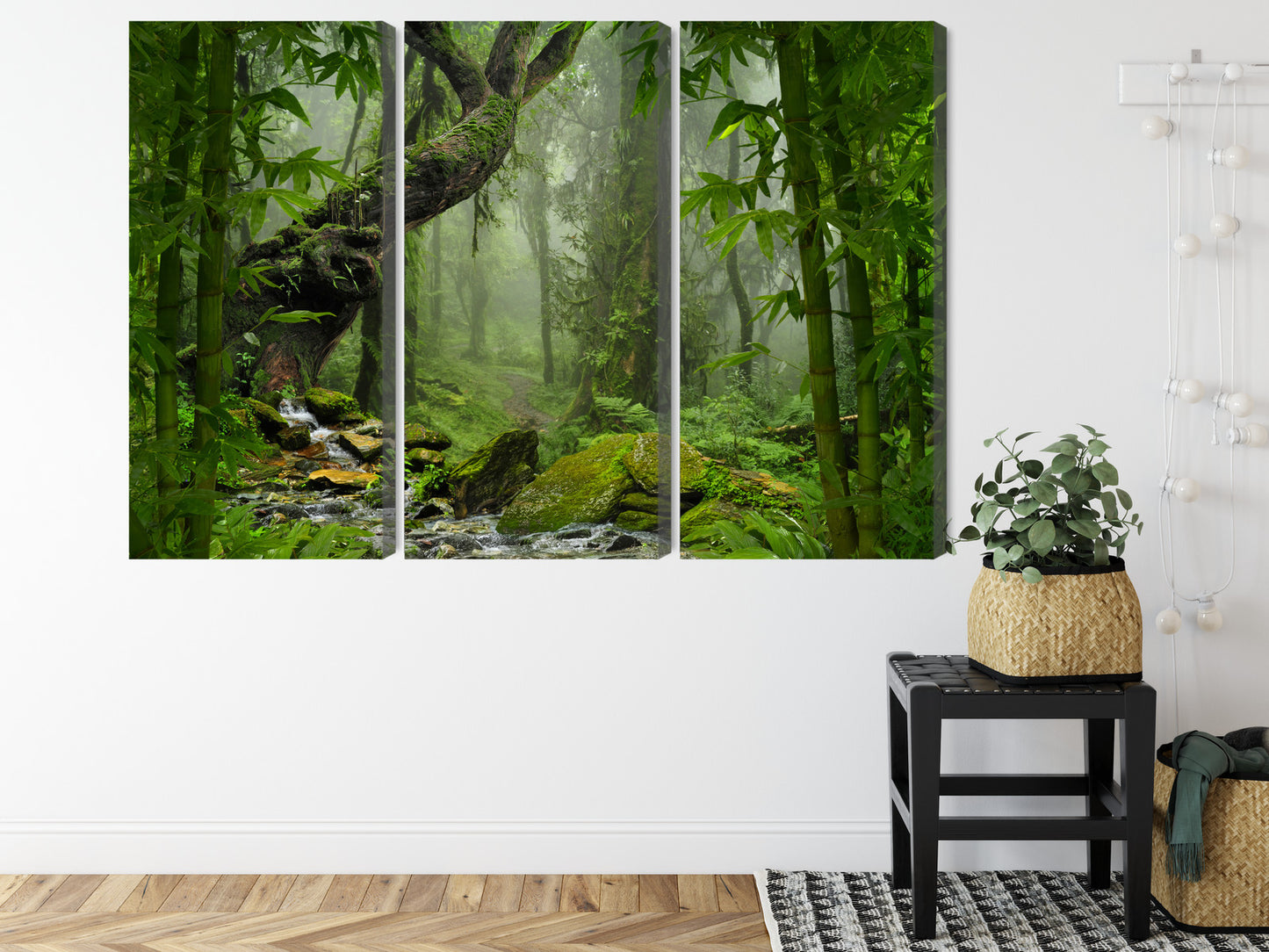 Obraz Wieloczęściowy Las Deszczowy – egzotyczna zieleń do wnętrz Urban Jungle, Boho i nowoczesnych – widok 7