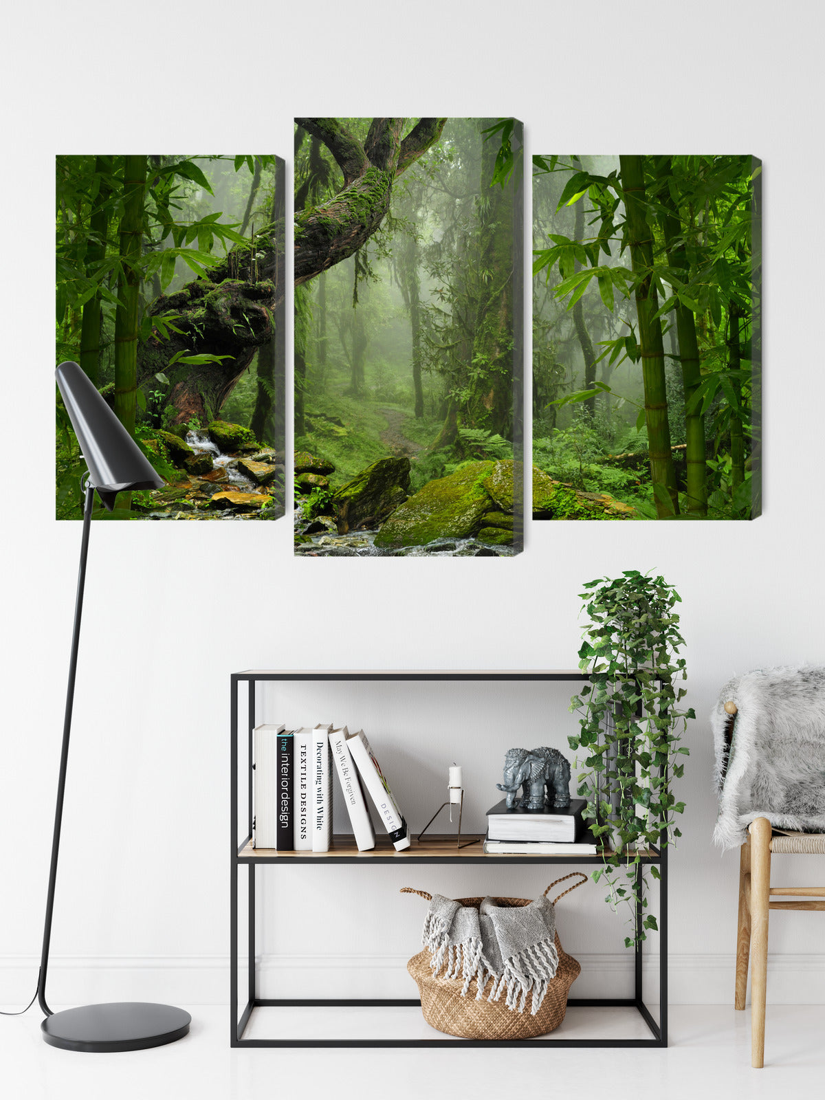 Obraz Wieloczęściowy Zieleń Lasu Deszczowego – głębia natury do wnętrz boho, urban jungle i naturalnych – widok 8