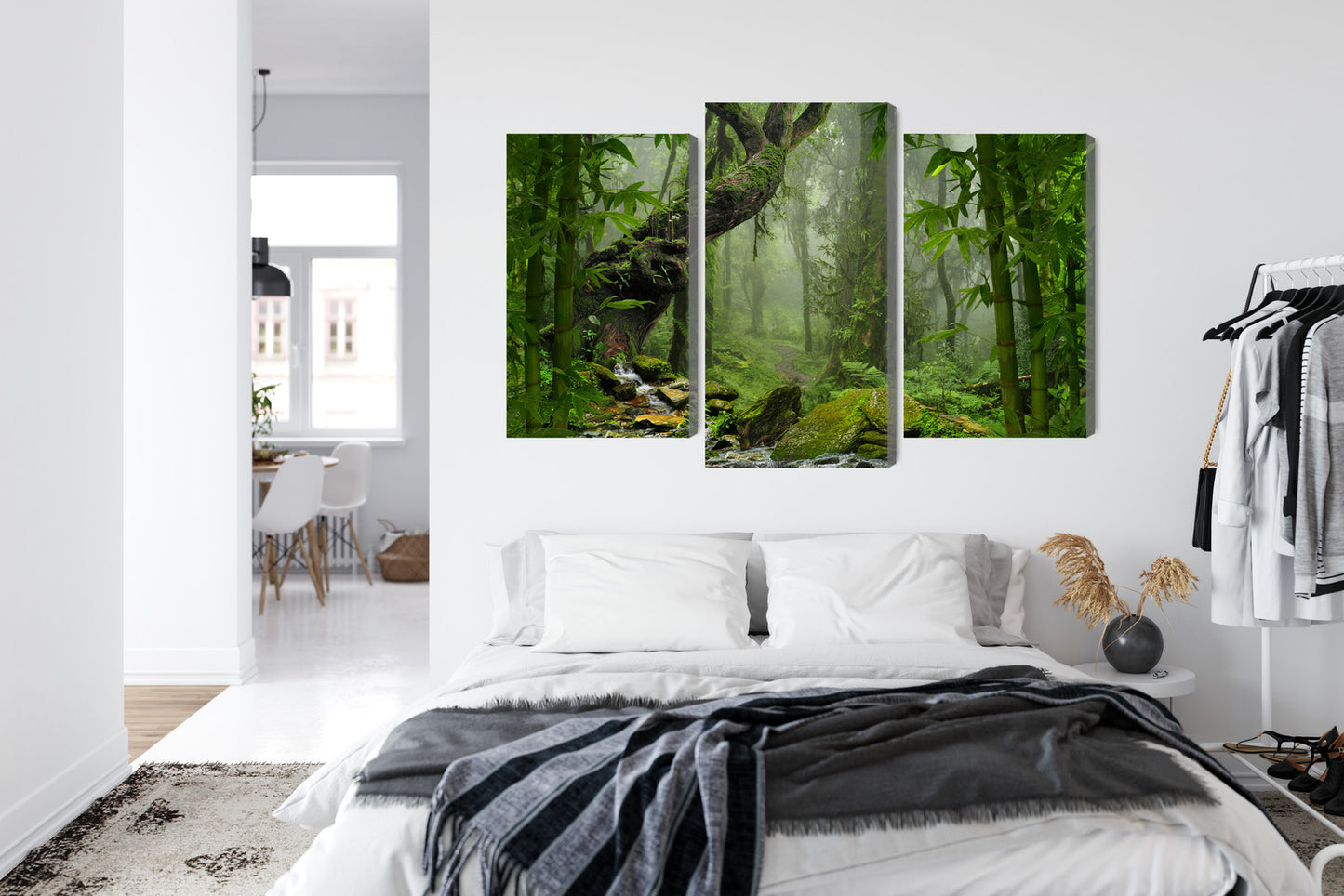 Obraz Wieloczęściowy Zieleń Lasu Deszczowego – głębia natury do wnętrz boho, urban jungle i naturalnych – widok 6