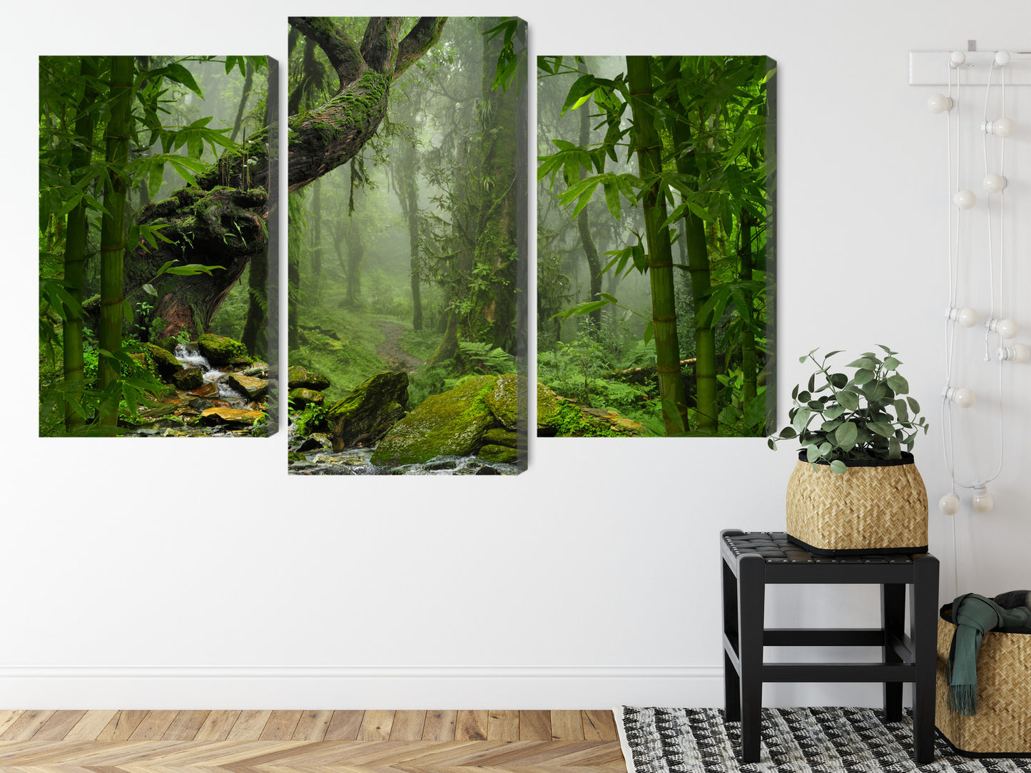 Obraz Wieloczęściowy Zieleń Lasu Deszczowego – głębia natury do wnętrz boho, urban jungle i naturalnych – widok 7
