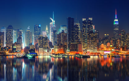 Obraz Wieloczęściowy Manhattan Nocą – miejski blask do wnętrz nowoczesnych, industrialnych i loftowych 240x150