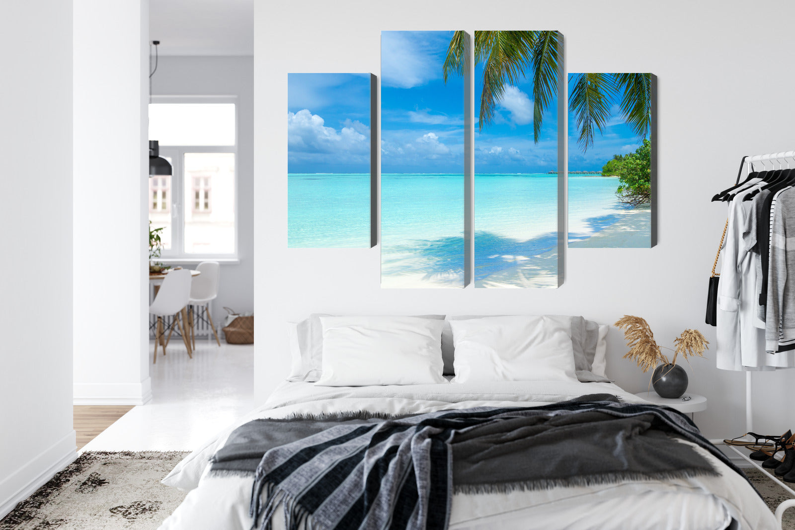 Obraz Wieloczęściowy Plaża na Malediwach – rajska panorama do wnętrz boho, coastal i nowoczesnych – widok 6