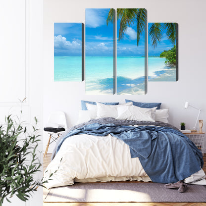 Obraz Wieloczęściowy Plaża na Malediwach – rajska panorama do wnętrz boho, coastal i nowoczesnych – widok 2