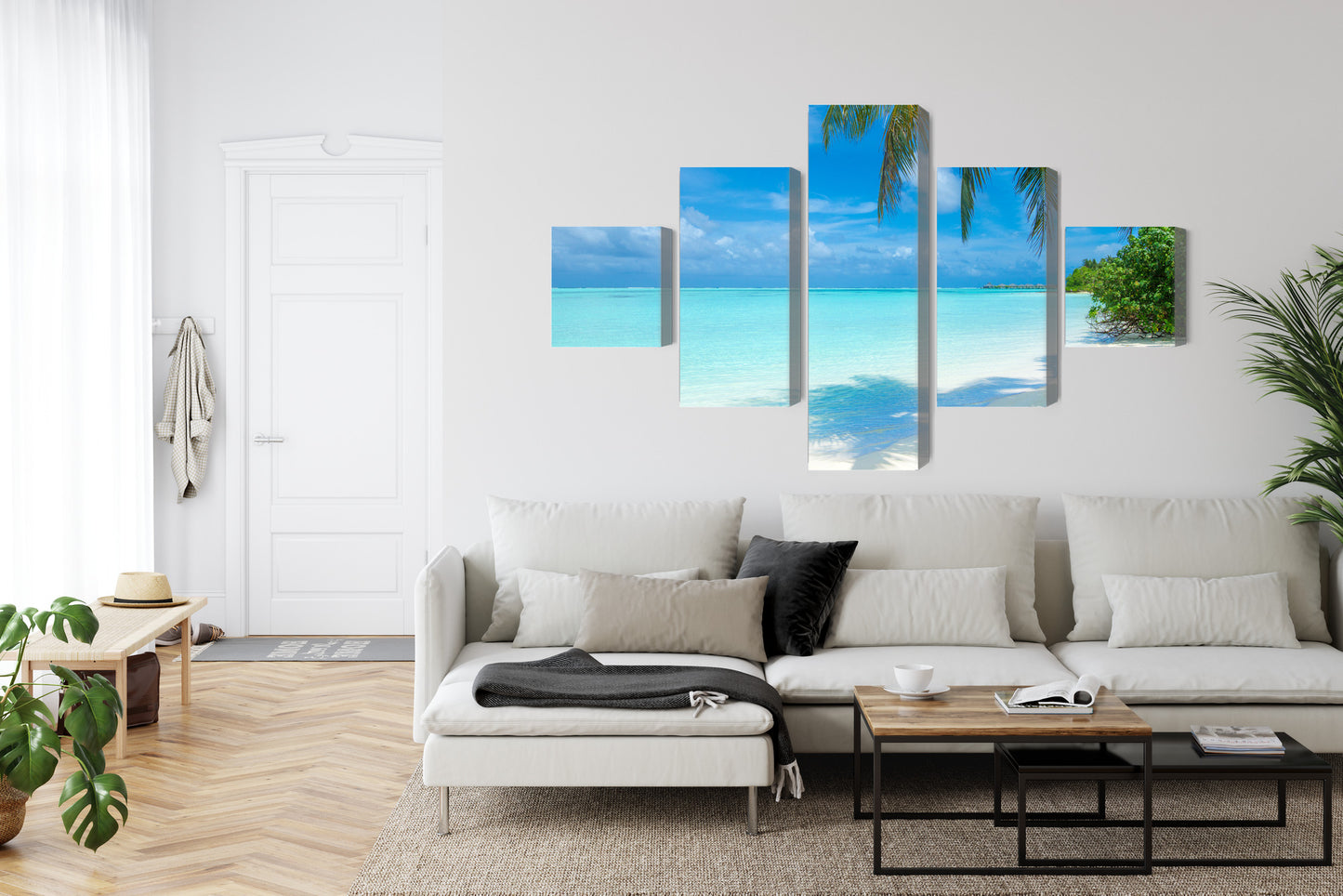 Obraz Wieloczęściowy Plaża Malediwy – tropikalny relaks do wnętrz boho, nowoczesnych i coastal – widok 5