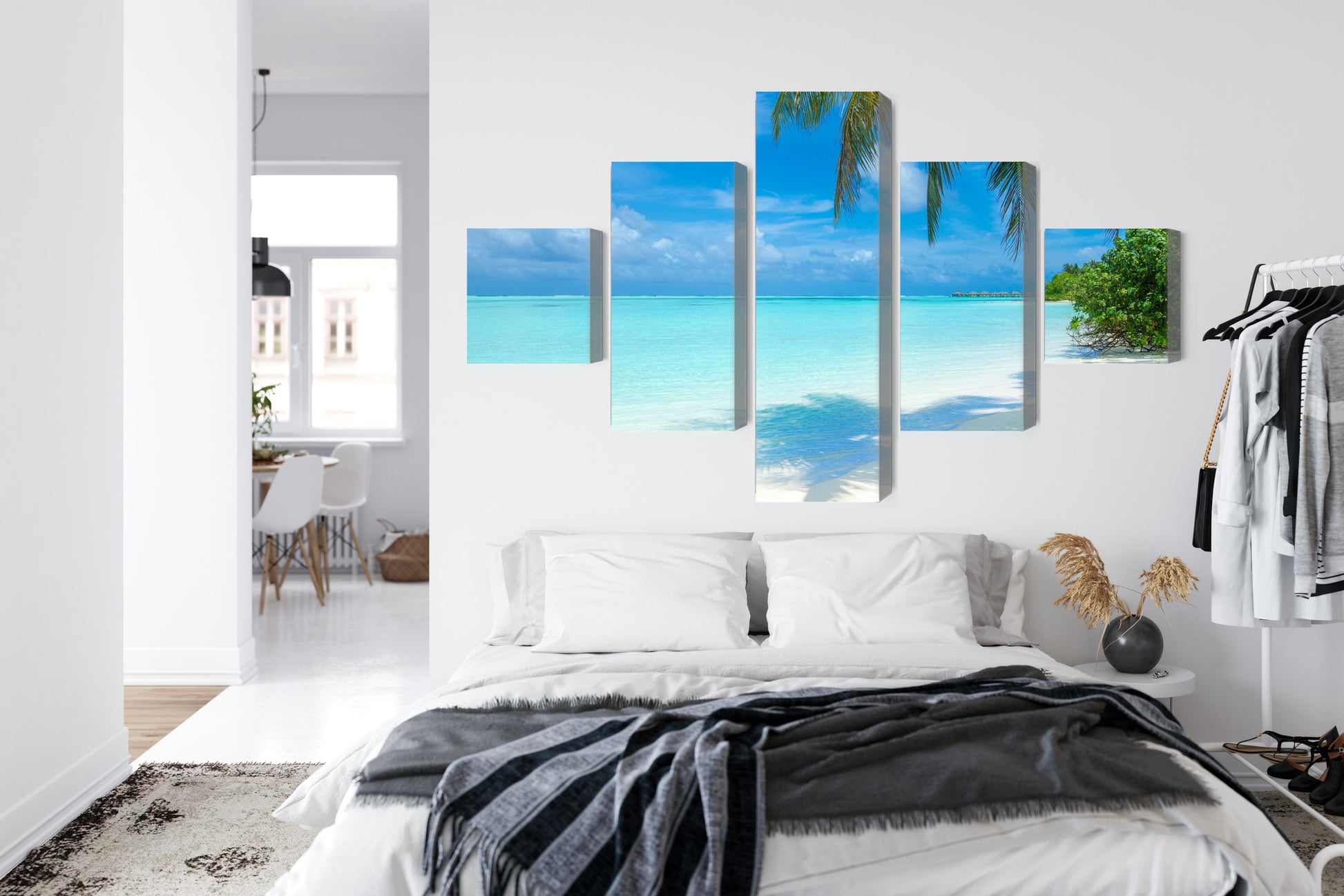 Obraz Wieloczęściowy Plaża Malediwy – tropikalny relaks do wnętrz boho, nowoczesnych i coastal – widok 6