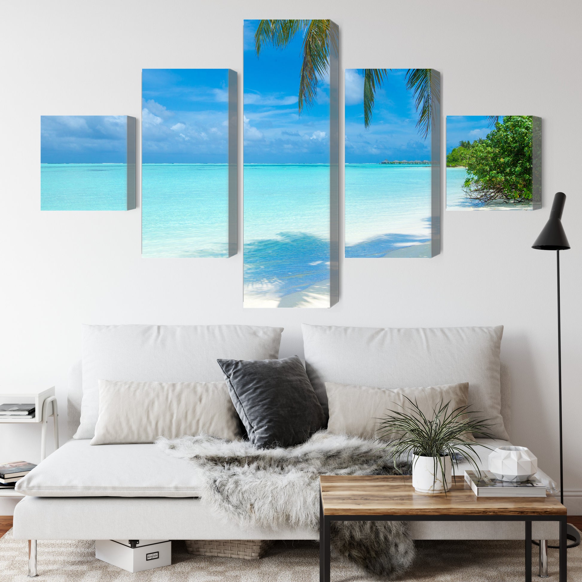 Obraz Wieloczęściowy Plaża Malediwy – tropikalny relaks do wnętrz boho, nowoczesnych i coastal – widok 3