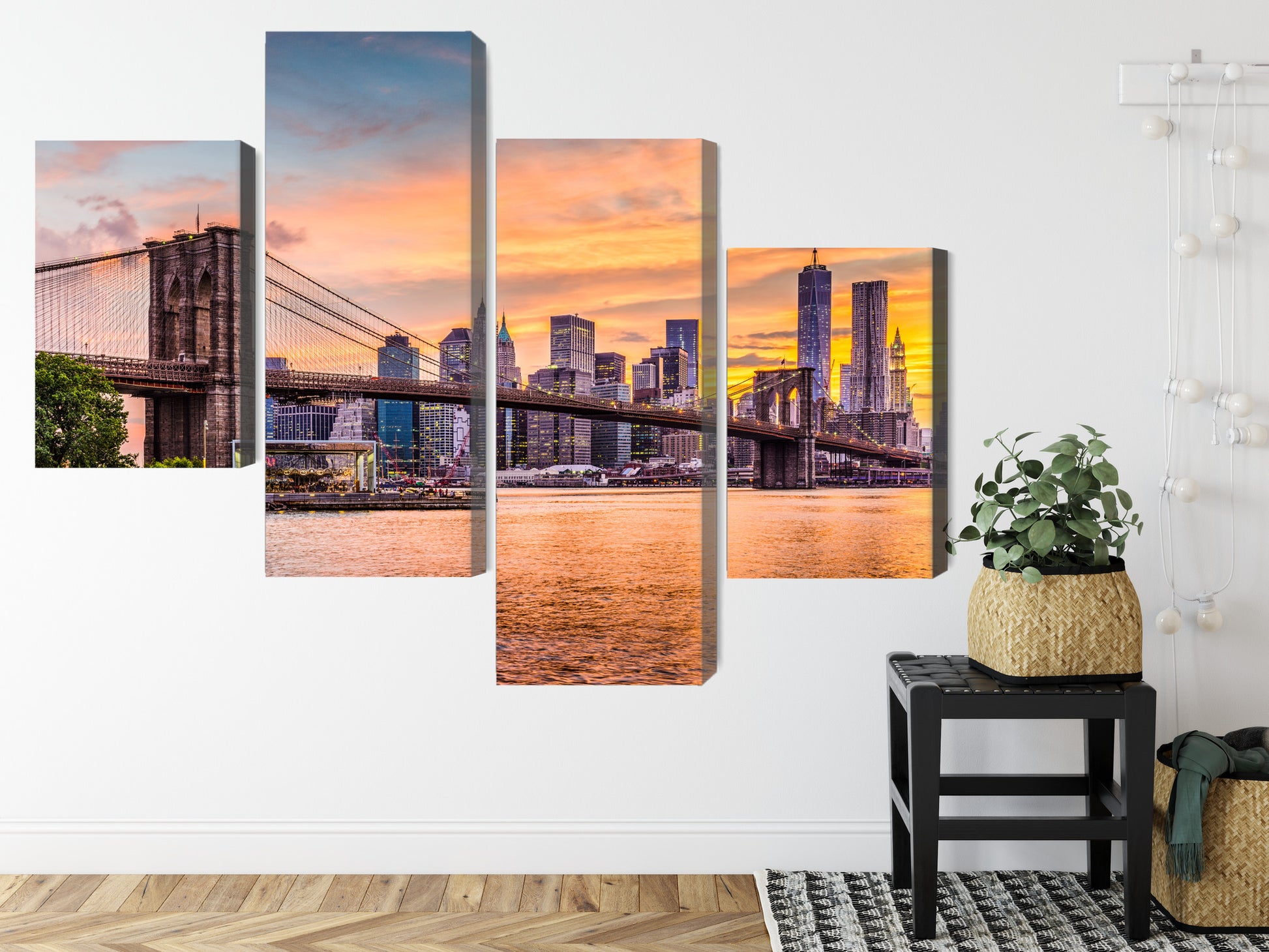 Obraz Wieloczęściowy Panorama Nowego Jorku – Wielkomiejska do wnętrz Nowoczesnych, Industrialnych i Loftowych – widok 7