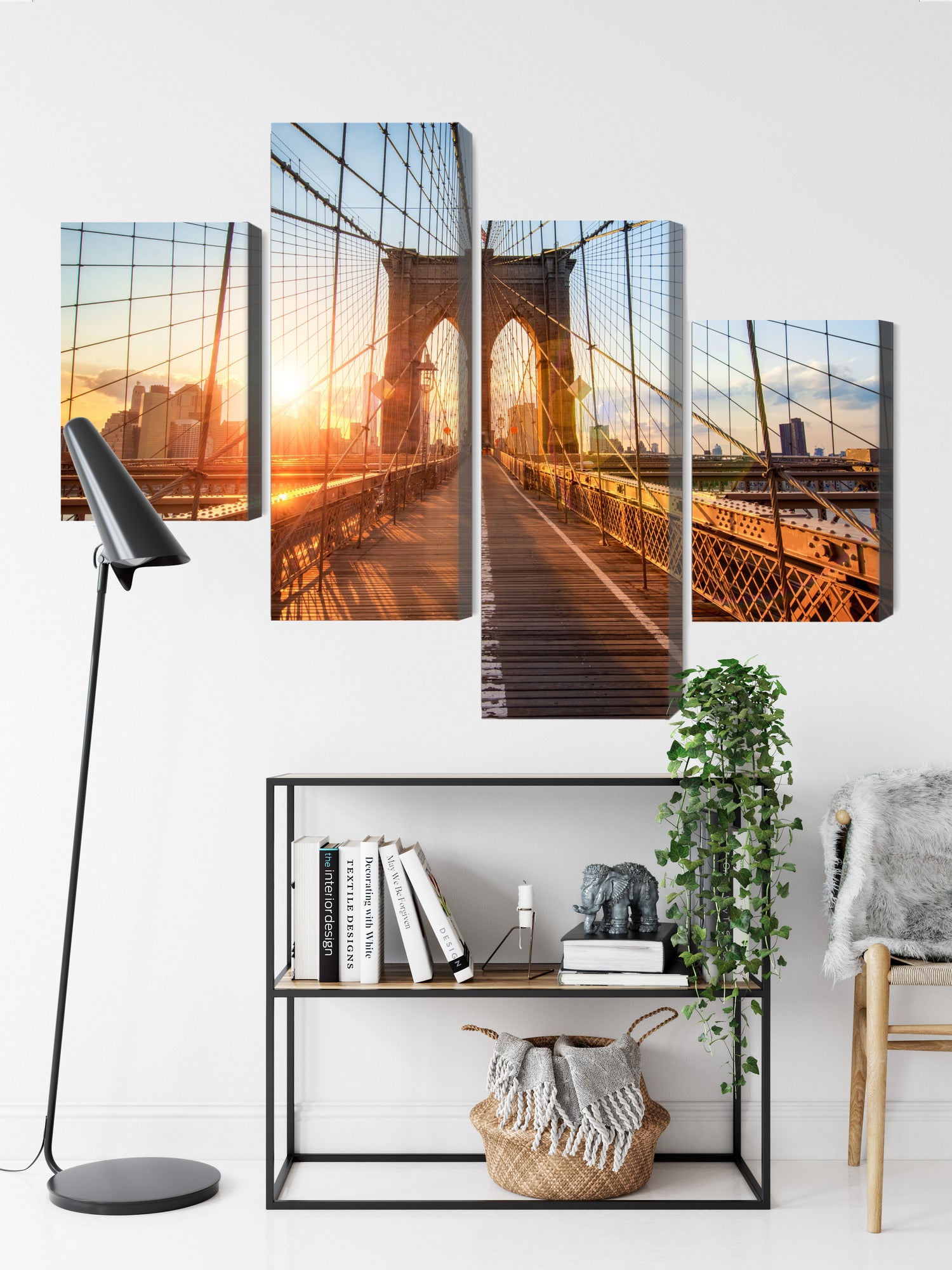 Obraz Wieloczęściowy Most Brookliński – ikoniczna panorama do wnętrz industrialnych i nowoczesnych – widok 8