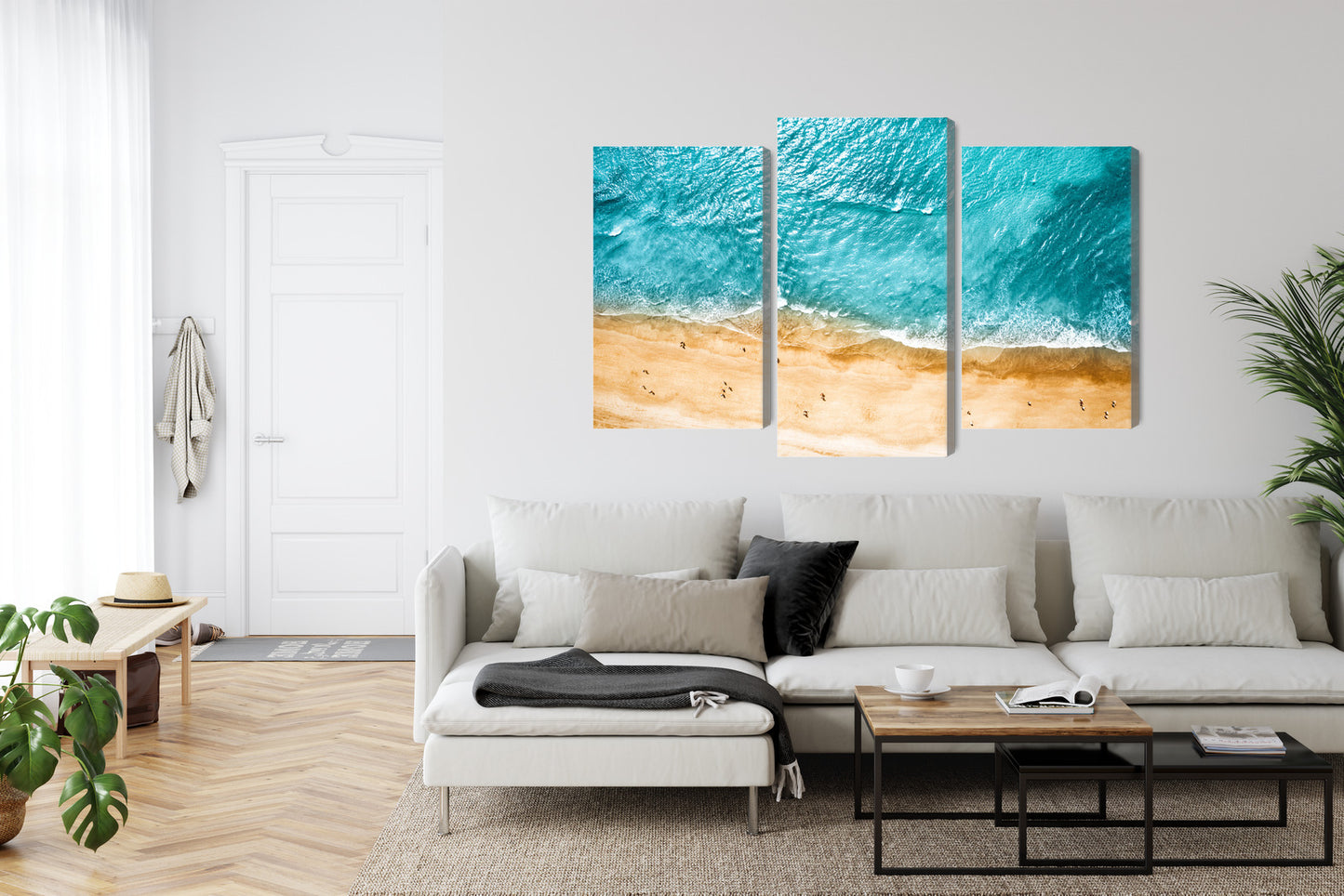 Obraz Wieloczęściowy Ocean i Plaża – błękitna panorama do wnętrz coastal i nowoczesnych – widok 5