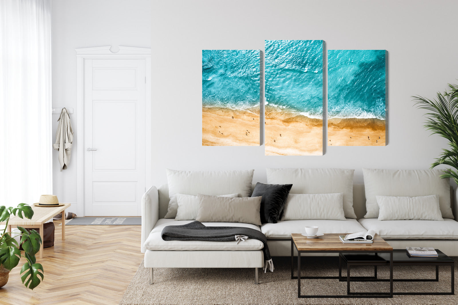 Obraz Wieloczęściowy Ocean i Plaża – błękitna panorama do wnętrz coastal i nowoczesnych – widok 5