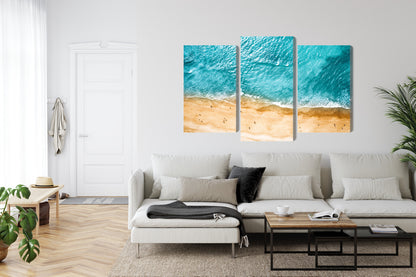 Obraz Wieloczęściowy Ocean i Plaża – błękitna panorama do wnętrz coastal i nowoczesnych – widok 5