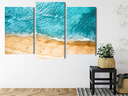 Obraz Wieloczęściowy Ocean i Plaża – błękitna panorama do wnętrz coastal i nowoczesnych – widok 7