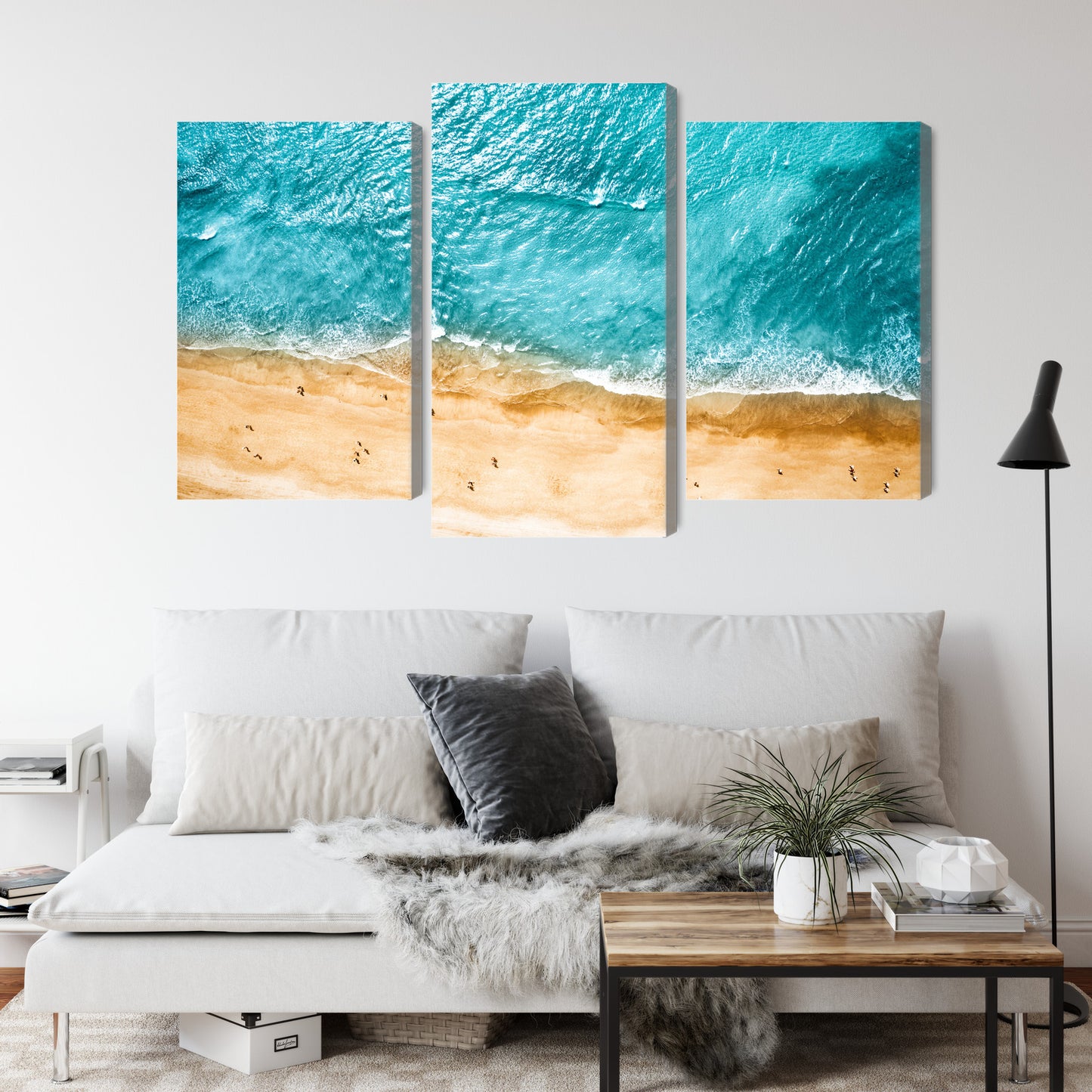 Obraz Wieloczęściowy Ocean i Plaża – błękitna panorama do wnętrz coastal i nowoczesnych – widok 3