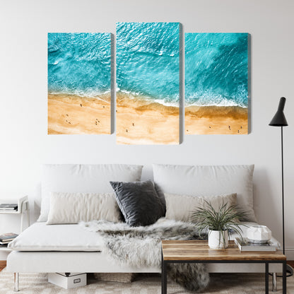Obraz Wieloczęściowy Ocean i Plaża – błękitna panorama do wnętrz coastal i nowoczesnych – widok 3