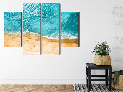 Obraz Wieloczęściowy Ocean i Plaża z Lotu Ptaka – relaksująca panorama morska do wnętrz Coastal, Skandynawskich i Boho – widok 7