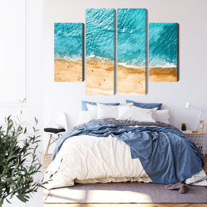 Obraz Wieloczęściowy Ocean i Plaża z Lotu Ptaka – relaksująca panorama morska do wnętrz Coastal, Skandynawskich i Boho – widok 2
