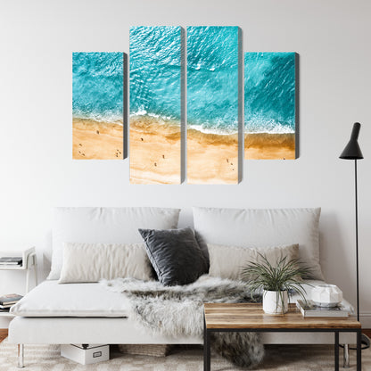 Obraz Wieloczęściowy Ocean i Plaża z Lotu Ptaka – relaksująca panorama morska do wnętrz Coastal, Skandynawskich i Boho – widok 3