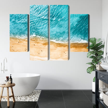 Obraz Wieloczęściowy Ocean i Plaża z Lotu Ptaka – relaksująca panorama morska do wnętrz Coastal, Skandynawskich i Boho – widok 4