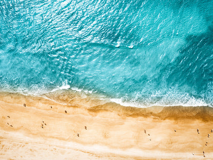 Obraz Wieloczęściowy Ocean i Plaża z Lotu Ptaka – relaksująca panorama morska do wnętrz Coastal, Skandynawskich i Boho 200x150