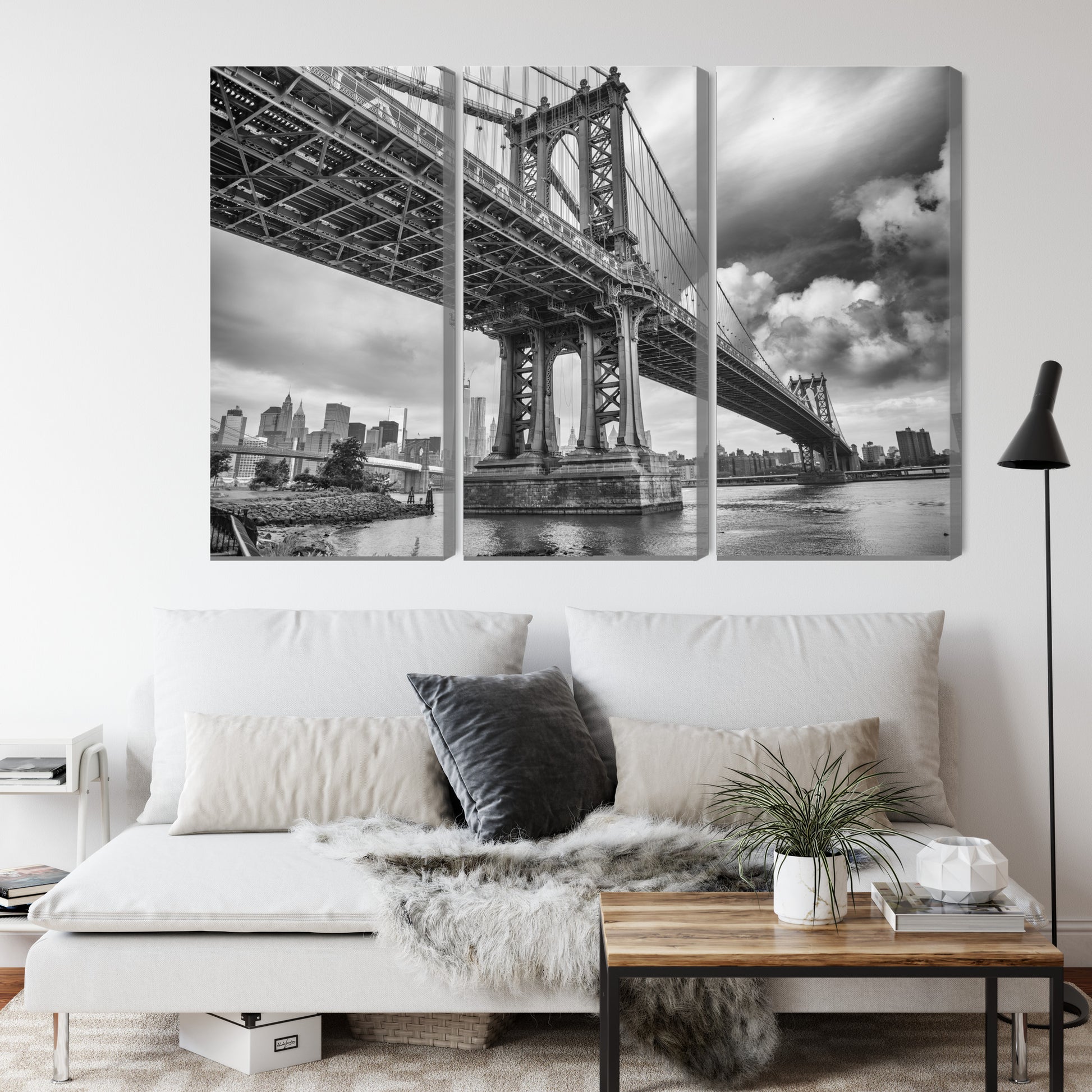 Obraz Wieloczęściowy Most Manhattan w Nowym Jorku – miejski pejzaż do wnętrz industrialnych i loftowych – widok 3