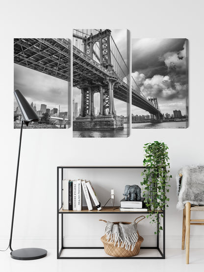 Obraz Wieloczęściowy Most Manhattan – dynamiczna panorama miejska do wnętrz industrialnych i nowoczesnych – widok 8