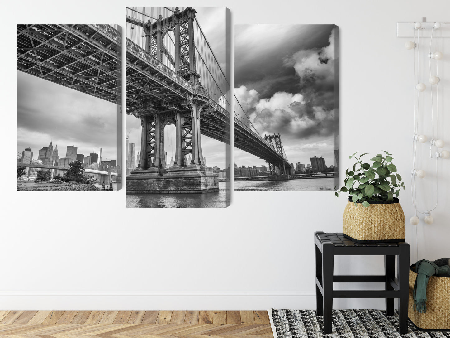Obraz Wieloczęściowy Most Manhattan – dynamiczna panorama miejska do wnętrz industrialnych i nowoczesnych – widok 7