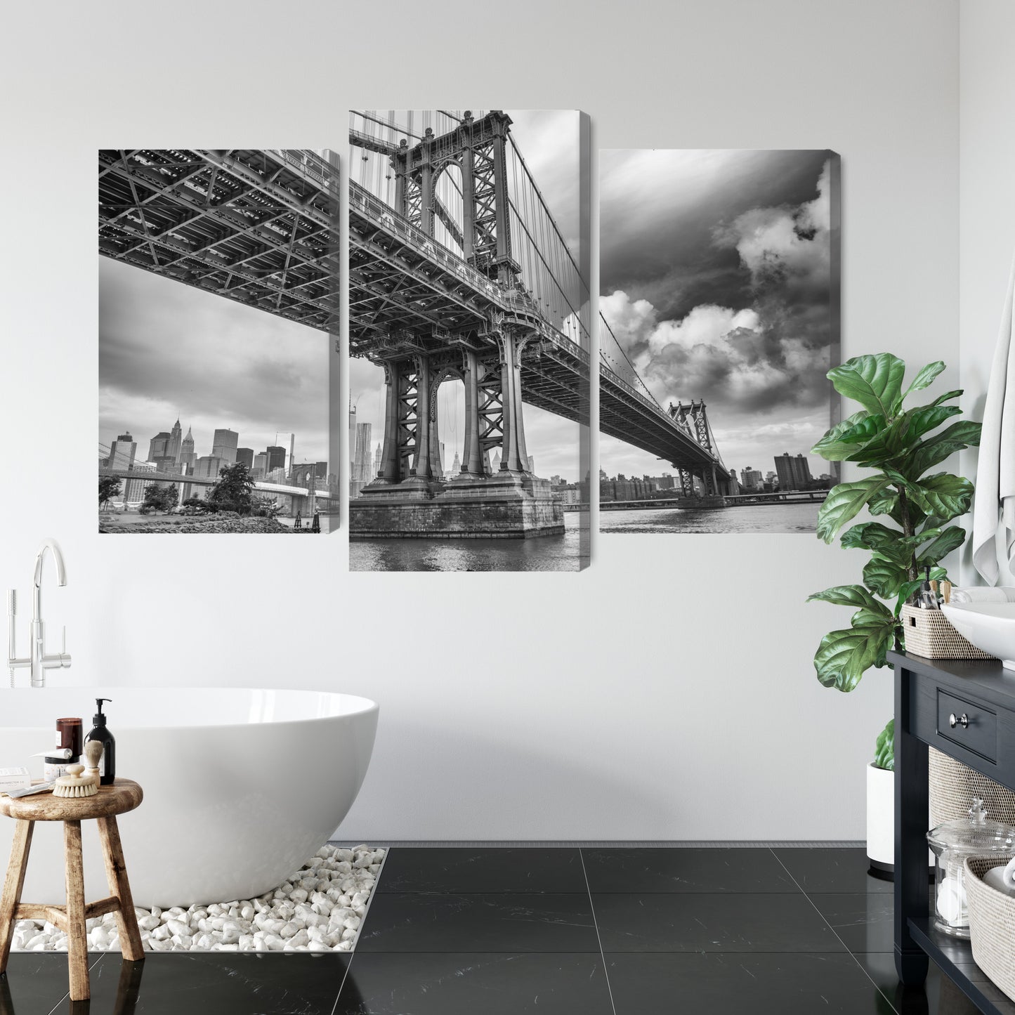 Obraz Wieloczęściowy Most Manhattan – dynamiczna panorama miejska do wnętrz industrialnych i nowoczesnych – widok 4