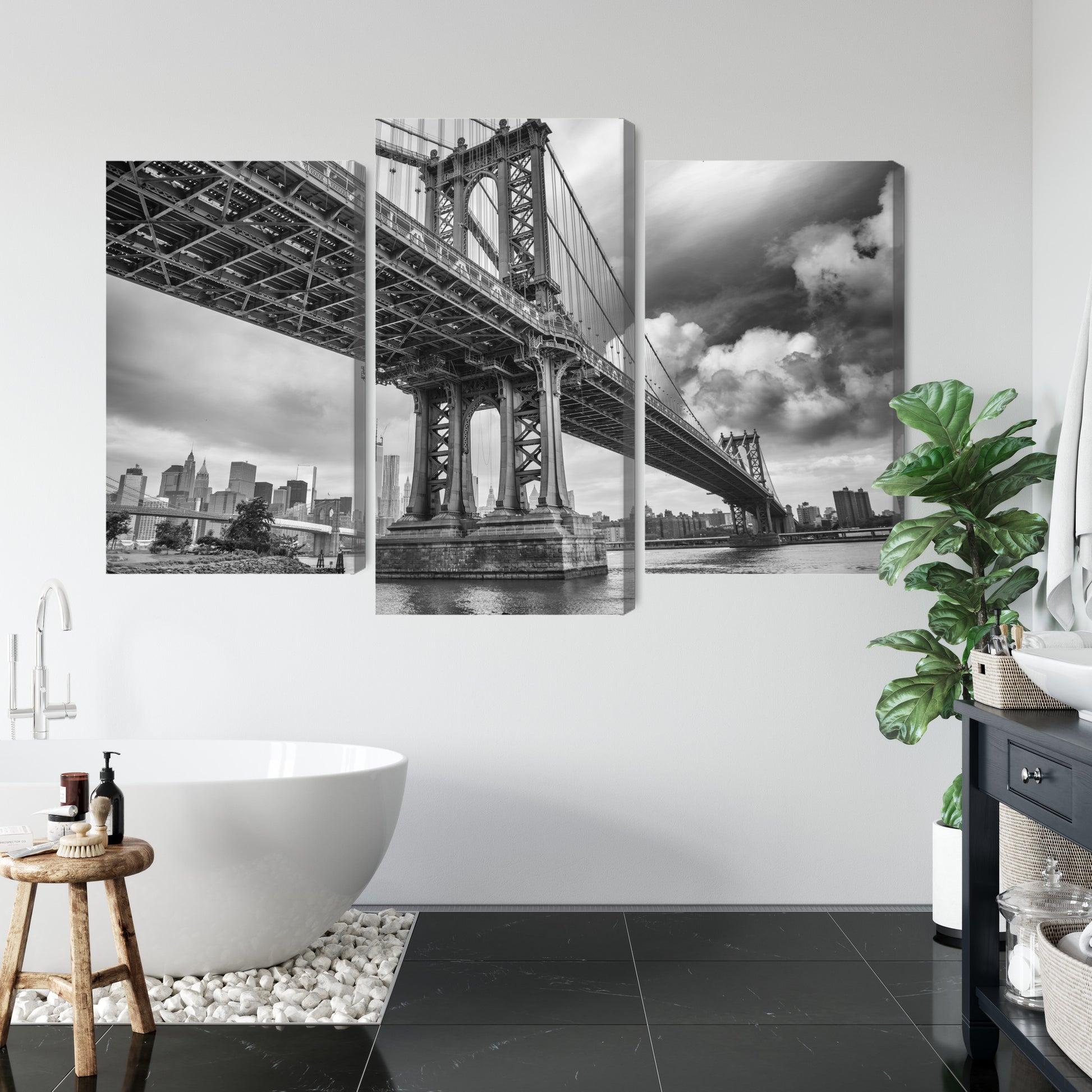 Obraz Wieloczęściowy Most Manhattan – dynamiczna panorama miejska do wnętrz industrialnych i nowoczesnych – widok 4